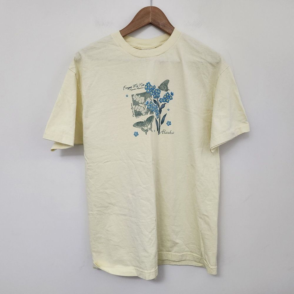 POLAR Men's Yellow Crew Neck Graphic Print T Shirt 100% Cotton Size L